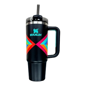 stanley quencher h20 flowstate stainless steel vacuum insulated tumbler with lid and straw for water iced tea or coffee hyper geo 40 oz