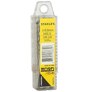 stanley sta50079b10-in hss 6mm drill machine bit pack of 10
