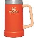 STANLEY Stay-Chill Beer Stein 24 oz | Heavy Duty Big Grip Handle | Beer Tumbler Drink Cup, Holds 2 Cans | Insulated Stainless Steel Party Mug | BPA-Free | Tigerlily