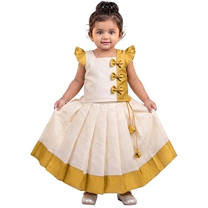 Stanwells Kids Baby Girl Dress Cream Pattu