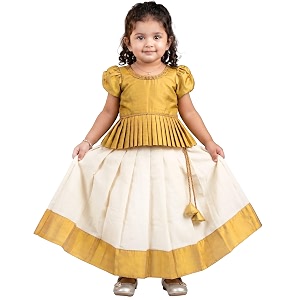 Stanwells Kids Baby Girl Dress Cream Pattu
