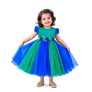 Stanwells Kids Baby Girl Peacock Blue Net