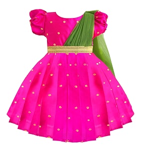 Stanwells Kids Gold Peach Banarasi Silk