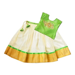 stanwells kids onam dress for baby girls cotton silk pattu pavadai lehenga choli set traditional south indian ethnic wear 6 months-7 yeasrs