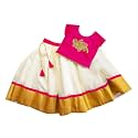 Stanwells Kids Onam Dress for Baby Girls Cotton Silk Pattu Pavadai Lehenga Choli Set Traditional South Indian Ethnic Wear 6 Months-7 Yeasrs