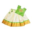 Stanwells Kids Onam Dress for Baby Girls Cotton Silk Pattu Pavadai Lehenga Choli Set Traditional South Indian Ethnic Wear 6 Months-7 Yeasrs