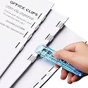 No Staple Push Stapler with Binder Clips, 2 Pcs Handheld Paper Fastener Dispenser with 100 Stainless Steel Clips, No Hole Paper Binder for Office, School & Home