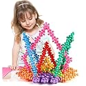 FERIO 100 Pcs Star Shaped, Star Block Interlocking Blocks Colorful Star Building Blocks Educational Construction Blocks for Kids STEM Toys for 2+ Year Old boy (Multicolor, 100Pcs) for 2+ Year