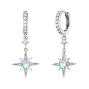 Star Earrings for Women 925 Sterling Silver Star Dangling Drop Earrings with Moonstone/Zircon Jewelry Gifts for Women