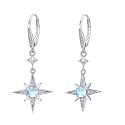 Star Earrings for Women 925 Sterling Silver Star Dangling Drop Earrings with Moonstone/Zircon Jewelry Gifts for Women