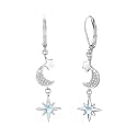 Star Earrings for Women 925 Sterling Silver Star Dangling Drop Earrings with Moonstone/Zircon Jewelry Gifts for Women