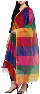 Star Handloom Poly Chanderi Striped Women Dupatta