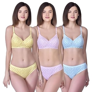 Star Print Bra and Panty Set for