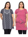 Star Touch Floral Print Women Round Neck