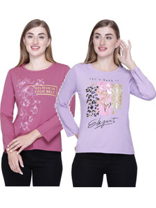 Star Touch Graphic Print Women Round Neck