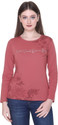 Star Touch Printed Women Round Neck Pink