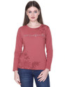 Star Touch Printed Women Round Neck Orange