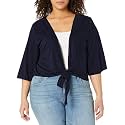 Star Vixen Womens 3/4 Sleeve Tiefront ShrugShrug Sweater