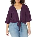 Star Vixen Womens 3/4 Sleeve Tiefront ShrugShrug Sweater