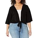 Star Vixen Womens 3/4 Sleeve Tiefront ShrugShrug Sweater