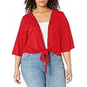 Star Vixen Womens 3/4 Sleeve Tiefront ShrugShrug Sweater