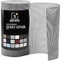 Star Work 30x300 Cms Shelf Liners for Kitchen Shelves|Cabinet Cupboard Sheets|Wardrobe Mat Anti-Skid and Slip Drawer Matting Roll Waterproof Slab Cover with Extra Grip (Grey, Washable), Anti-Slip Mat