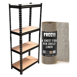 star work engineered wood adjustable racking shelves multipurpose storage rack for garage workshopshedofficefree drawer shelf liner 30x60cm4 sheet4 sectionblack 439634 hx239 lx139 d