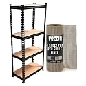 STAR WORK Engineered Wood Adjustable Racking Shelves Multipurpose Storage Rack For Garage Workshop,Shed,Office(Free Drawer Shelf Liner 30X60Cm(4 Sheet))(4 Section,Black) 4'6" [H]X2' [L]X1' [D]