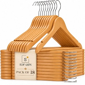 star work clothes hangers wooden hangers ultra thin space saving non-slip hangers velvet hanger suit hangers ideal for everyday standard use clothing hanger 18