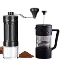 STAR WORK Coffee Brewing Combo – Manual Burr Grinder &amp; French Press Set | Adjustable Coarseness, Portable Design, Perfect for Fresh Ground Coffe. (Manual Coffee Grinder + French Press)