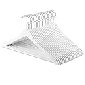 STAR WORK Extra Strong White Wooden Suit Hangers, Luxury Wood Coat Hangers, Glossy Finish with Extra Thick Hooks&amp;Anti-Slip Bar (30)
