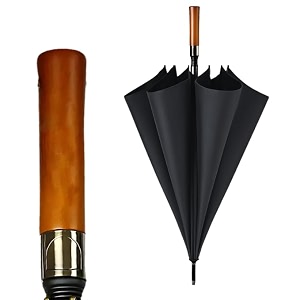 star work large windproof golf umbrella with wooden handle  auto open close folding travel umbrella with uv protection fiberglass ribs double canopy  for men amp women