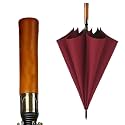 STAR WORK Large Windproof Golf Umbrella with Wooden Handle – Auto Open Close, Folding Travel Umbrella with UV Protection, Fiberglass Ribs, Double Canopy – For Men &amp; Women