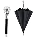 STAR WORK Large Windproof Golf Umbrella with Wooden Handle – Auto Open Close, Folding Travel Umbrella with UV Protection, Fiberglass Ribs, Double Canopy – For Men &amp; Women