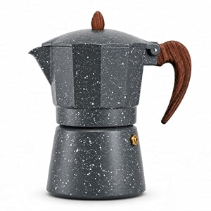 star work stovetop moka pot espresso coffee maker classic italian style coffee percolator with wood-look handle durable speckled body easy pour spout for home kitchen amp travel daily use