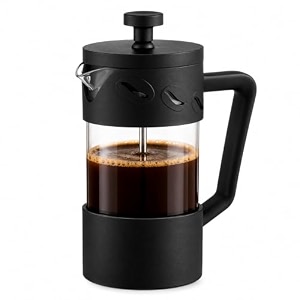 star work 350ml french press coffee maker with stainless steel filter heat-resistant glass carafe black handle amp base manual coffee amp tea brewer for home office amp travel