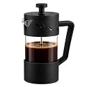 STAR WORK 350ml French Press Coffee Maker with Stainless Steel Filter, Heat-Resistant Glass Carafe, Black Handle &amp; Base, Manual Coffee &amp; Tea Brewer for Home, Office &amp; Travel.