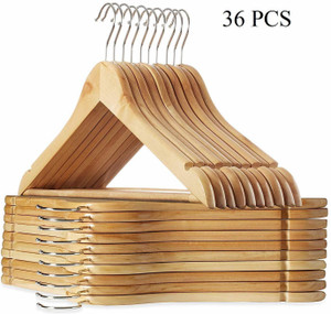 star work smooth natural finish solid strong wood heavy duty adjustable closets wooden shirt pack of 36 hangers for  shirt