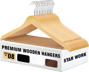 Star Work Solid Wood Hangerswith Extra Smooth