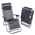 STAR WORK Zero Gravity Rest Patio Resin Recliner Folding Lounge Chair with Removable Pillow (Multicolor)