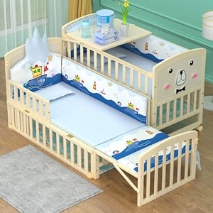 staranddaisy 12 in 1 multifunctional convertible baby crib wooden cot toddler bed cradle rocker mosquito net diaper changing station 12in1 basic wood