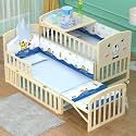 StarAndDaisy 12 in 1 Multifunctional Convertible Baby Crib, Wooden Cot, Toddler Bed, Cradle Rocker, Mosquito Net, Diaper Changing Station (12in1 Basic Wood)