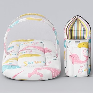 staranddaisy 2-in-1 baby sleeping bag with mosquito net for newbornsoft amp breathable cotton sleeping sack cum wrapperfoldable bag for baby protectioninfant 0-12 months-ocean print