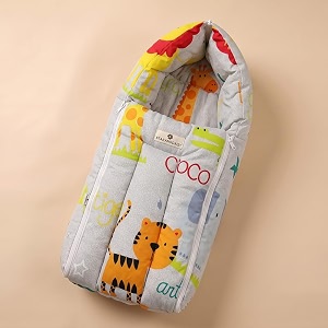 staranddaisy 3-in-1 baby sleeping bag for new born 0-12 months cotton baby carry nest baby bed amp play mat new born baby essentials portable infant sleep nest for home amp travel animal print