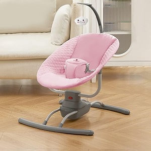 staranddaisy 3 in 1 electric swing rocker for new born baby 0 to 2 years girl amp boy with detachable feeding traybackrest adjustmentbluetooth playback ss-blue grey pink