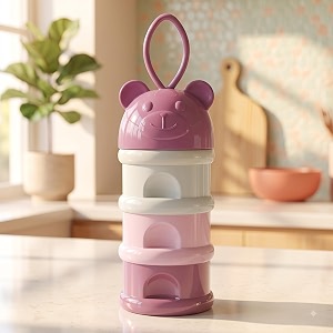 staranddaisy 3 layer milk powder dispenser for baby formula stackable baby formula container with bear lid amp carry handle portable powder storage container for feeding amp travel pink