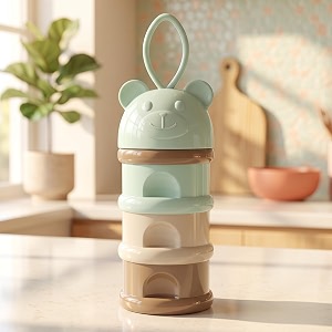 staranddaisy 3 layer milk powder dispenser for baby formula stackable baby formula container with bear lid amp carry handle portable powder storage container for feeding amp travel green