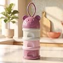 StarAndDaisy 3 Layer Milk Powder Dispenser for Baby Formula, Stackable Baby Formula Container with Bear Lid &amp; Carry Handle, Portable Powder Storage Container for Feeding &amp; Travel, Pink