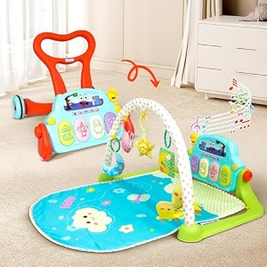 uonibaby baby push walker musical push walker for 9 months toodler walking toy for 1 to 2 years interactive activity panel with gears shapes numbers amp beads sturdy handle amp large wheels