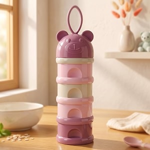 staranddaisy 4 layer milk powder dispenser for baby formula stackable baby formula container with bear lid amp carry handle portable powder storage container for feeding amp travel pink